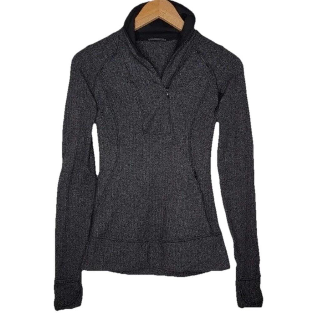 Lululemon Think Fast Pullover Women’s Size 6 Herringbone Gray 1/2 Zip Stretch